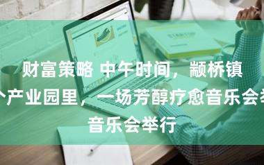 财富策略 中午时间，颛桥镇这个产业园里，一场芳醇疗愈音乐会举行