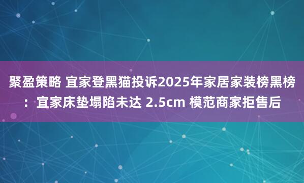 聚盈策略 宜家登黑猫投诉2025年家居家装榜黑榜：宜家床垫塌陷未达 2.5cm 模范商家拒售后